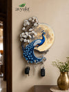 Avyukt Peacock Moon Wooden Printed Key Holder