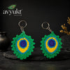 Avyukt Handcrafted Crochet Peacock Feather Keychain (Pack of 2)